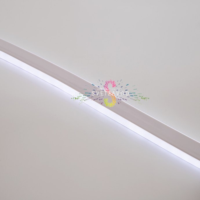 Крупный план светящегося двухстороннего гибкого неона LED Neon Flex прямоугольного сечения 8х16 мм с матовой силиконовой оболочкой
