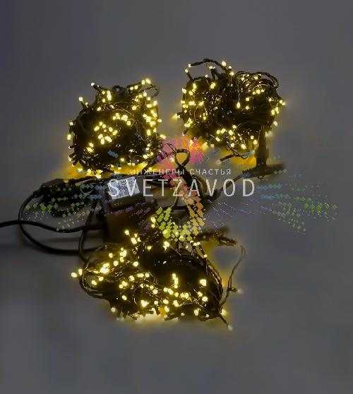 Клип Лайт Спайдер, 24В, 3 нити по 20м, желтый, фиксинг, черный ПВХ, IP54