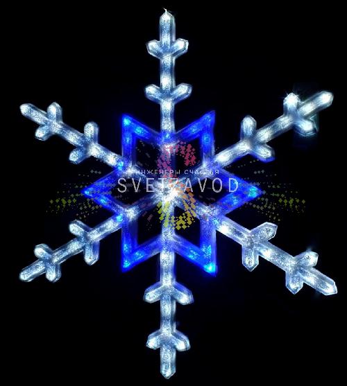 Светодиодная Снежинка, 97см, синяя+белая, фиксинг, 12В, IP54