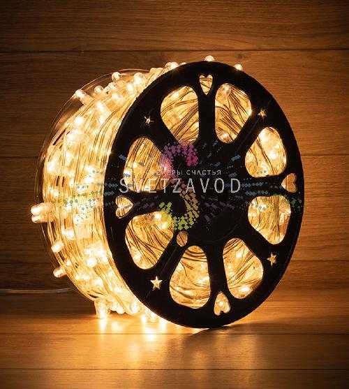 Клип Лайт 12В, фиксинг, теплый белый, 665 LED, 100м, прозрачный ПВХ, IP65, Neon-Night