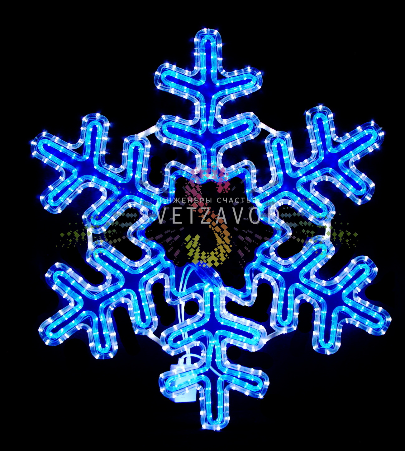 Светодиодная Снежинка, 79х69см, синяя+белая, с контроллером, 220В, IP65