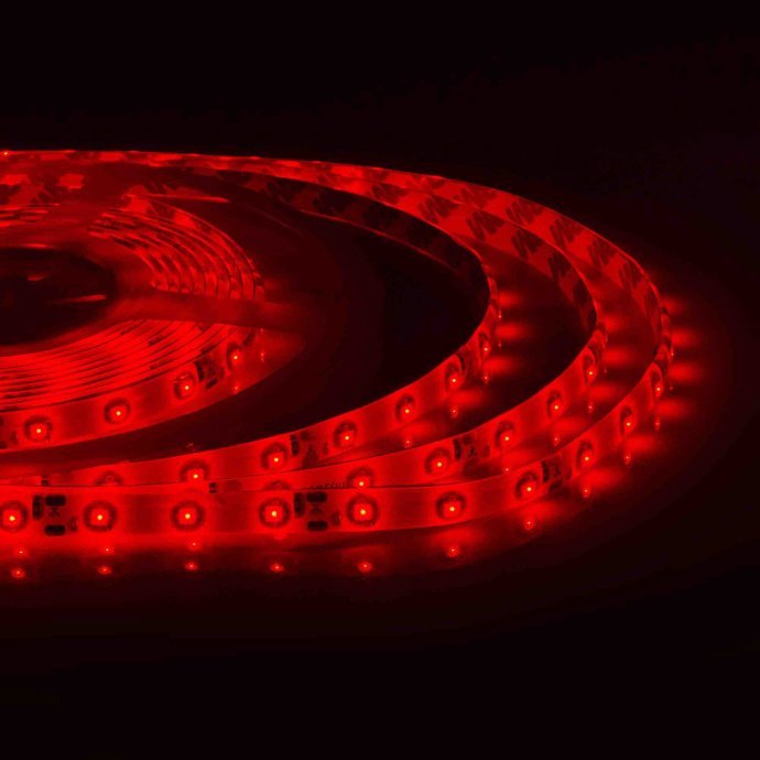 Детальное фото: красная светодиодная лента SMD3528 60LED/м IP65, гибкая подложка 8мм, 5 метров, 12В, Apeyron Electrics