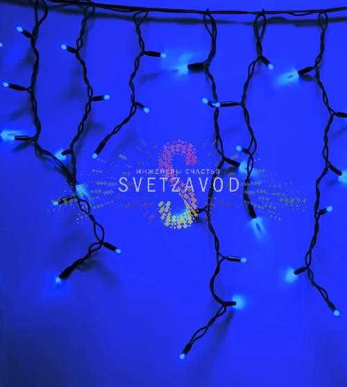 Светодиодная бахрома Айсикл, 4,8х0,6м, мерцающая, 220В, синяя, черный каучук, IP65, с шнуром
