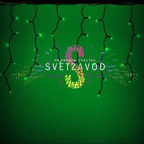Светодиодная бахрома Айсикл, 4,8х0,6м, мерцающая, 220В, зеленая, черный каучук, IP65, с блоком