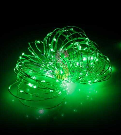 Гирлянда Роса, 10м, 100 LED, 12В, зеленая, IP65, без блока питания