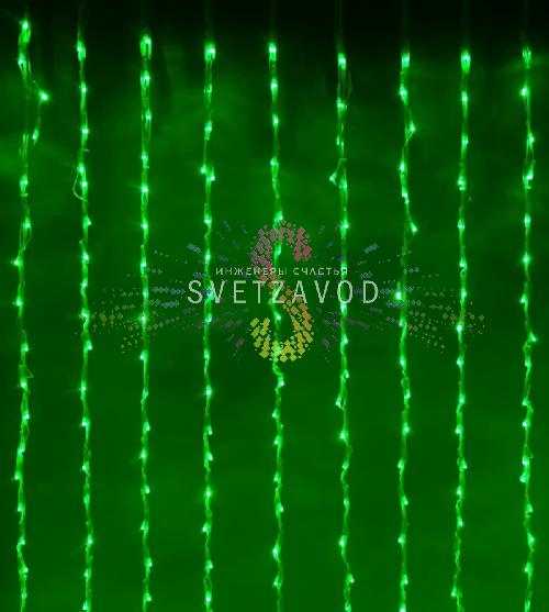 Светодиодный дождь с контроллером, 2,4х3,6м, зеленый, чейзинг, прозрачный ПВХ, 220В, IP54