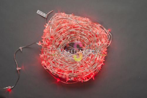 Клип Лайт 12В, фиксинг, красный, 666 LED, 100м, прозрачный ПВХ, IP64