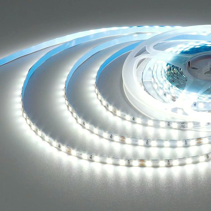 Светодиодная лента 24В 12Вт/м, дневной белый свет 4000К, smd2835, 180 LED/м, IP20, двухслойная основа, 5м, 1000Лм/м