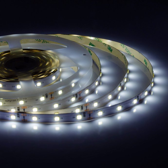 Гибкая LED лента холодный белый свет 6500K, SMD2835 60д/м, IP20, 800Лм/м, 5м, для интерьерной подсветки