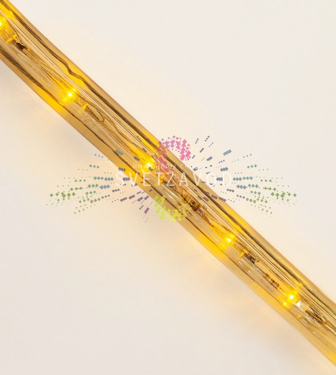 Светодиодный дюралайт, Ø 13мм, 220В, 2W, 36 led/м, фиксинг, желтый, 100м, Neon-Night