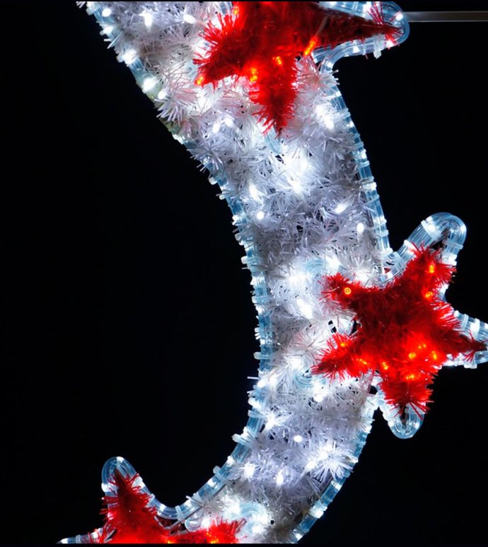 Детальное фото светодиодной консоли Звездная вьюга на металлическом каркасе, готовой к монтажу на уличную опору