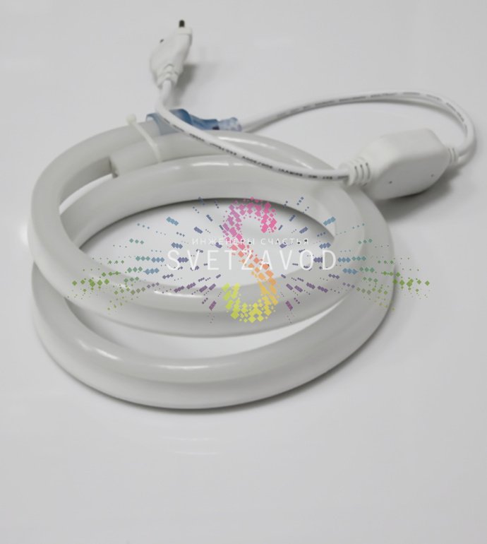 Детальное фото светодиодного гибкого неона Led Neon Flex красного цвета, размер 12х25 мм, с видимыми светодиодами SMD2835 и двухжильным проводом.