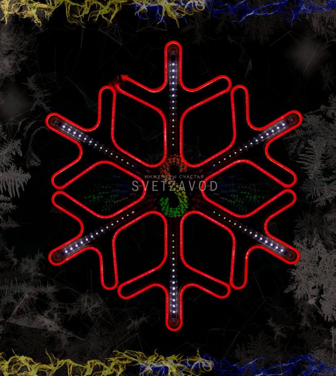 Красная светодиодная неоновая снежинка 60 см для уличного использования с защитой IP65