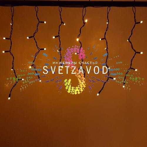 Светодиодная бахрома Айсикл, 4,8х0,6м, мерцающая, 220В, желтая, черный каучук, IP65, без блока