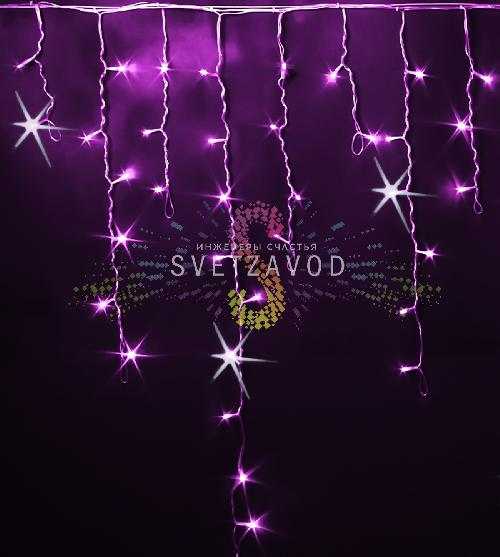 Светодиодная бахрома Айсикл, 3х0,9м, мерцающая, 220В, розовая, прозрачный ПВХ, IP54, Rich Led