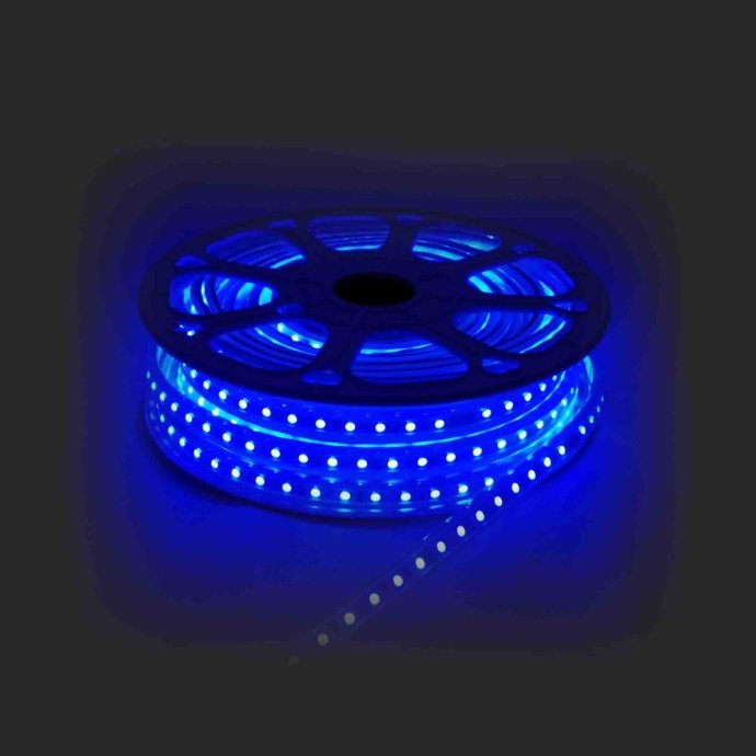 Светодиодная лента RGB 220В, белый ПВХ шнур, прозрачный рассеиватель, IP65, многоцветное свечение, 15м