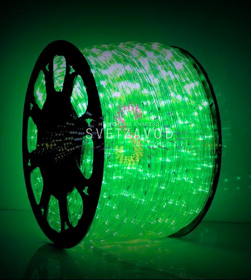 Светодиодный дюралайт, Ø 13мм, 220В, 3W, 36 led/м, чейзинг, зеленый, шаг 2м, 100м, Rich Led