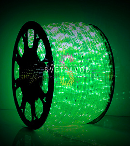 Светодиодный дюралайт, Ø 13мм, 220В, 3W, 36 led/м, чейзинг, зеленый, шаг 2м, 100м, Rich Led