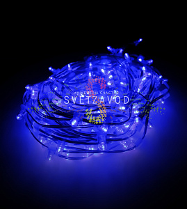 Клип Лайт 12В, мерцающий, WF, синий, 200 LED, 30м, прозр ПВХ, с колпачком и трансформатором, IP64