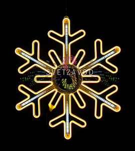 Светодиодная Снежинка, 80см, теплая белая, неон, с эффектом тающих сосулек, 220В, IP65