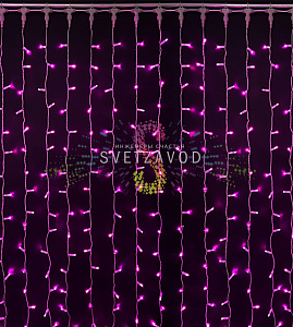 Светодиодный дождь 2х3м, розовый, мерцающий, WF, белый ПВХ, 220В, IP65, Rich Led