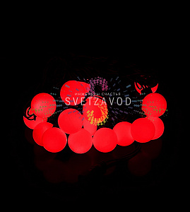 Гирлянда Шарики Ø 38мм, 5м, 220В, черный ПВХ, красная, IP65, с блоком питания