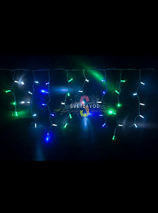 Светодиодная бахрома Айсикл, 4,8х0,6м, фиксинг, 220В, мульти G/W/B, черный каучук, IP65, без блока