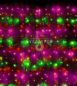 Светодиодный дождь 2х9м, мульти RGP, мерцающий, WF, черный ПВХ, 220В, IP65, Rich Led