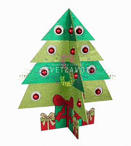 Елочная фигура Елочка складная 3D, 100x84см, зеленый+салатовый+красный+белый, Neon-Night