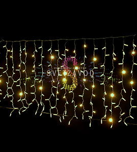 Светодиодный дождь 2х1м, теплый белый, фиксинг, белый ПВХ, 220В, IP65, Rich Led