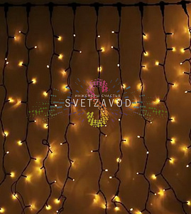 Светодиодный дождь 2х9м, желтый, мерцающий, WF, черный ПВХ, 220В, IP65, Rich Led