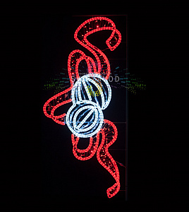 Светодиодная консоль "Шары на красной ленте", 200х90 см