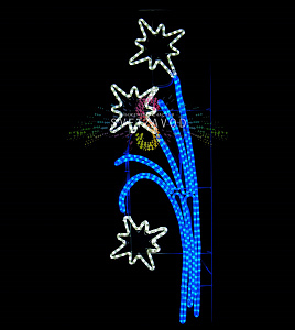 Светодиодная консоль "Букет белых звезд" 150х50 см, белая, синяя