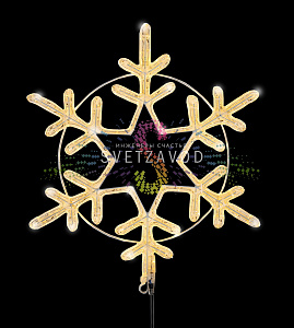 Светодиодная Снежинка, 55см, теплая белая, фиксинг, 220В, IP65, Neon-Night
