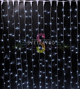 Светодиодный дождь 2х2м, белый, фиксинг, прозрачный ПВХ, 220В, IP65, Rich Led