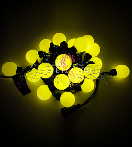 Гирлянда Шарики Ø 40мм, 5м, 220В, черный ПВХ, желтая, IP65, без блока питания, Rich LED