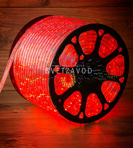 Светодиодный дюралайт, Ø 13мм, 220В, 2W, 30 led/м, фиксинг, красный, 100м, Neon-Night