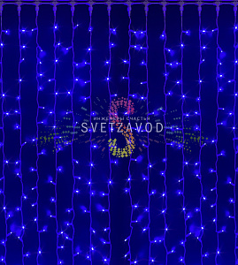 Светодиодный дождь 2х3м, синий, фиксинг, белый ПВХ, 220В, IP65, Rich Led