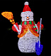 Акриловая фигура 3D Снеговик с лопатой и метлой, 170 см, 2664 LED, 24В, с трансформатором