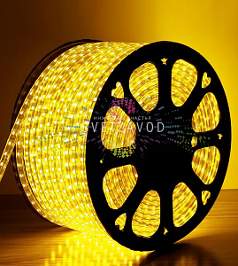 Светодиодная лента Тейп Лайт 60SMD2835, 220В, 10х7мм, желтая, IP67, 100м, Neon-Night
