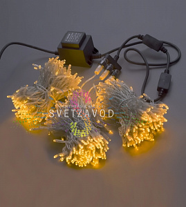 Клип Лайт Спайдер, 24В, 3 нити по 20м, желтый, мерцающий, YF, прозрачный ПВХ, IP54