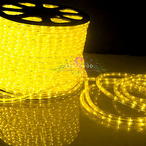 Светодиодный дюралайт, Ø 13мм, 24В, 2W, 36 led/м, фиксинг, желтый, шаг 1м, 50м