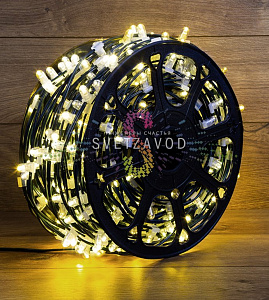 Клип Лайт 12В, мерцающий, WF, теплый белый, 665 LED, 100м, темно-зеленый ПВХ, IP65, Neon-Night