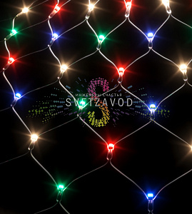 Световая сеть, 2х3м, 220В, мульти RGBY, прозрачный ПВХ, IP54, с контроллером, Rich Led