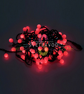 Гирлянда Шарики Ø 25мм, 15м, 220В, черный каучук, красная, IP65, без блока питания										