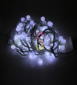 Гирлянда Шарики Ø 25мм, 15м, 220В, белый каучук, белая, IP65, без блока питания		