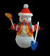 Акриловая фигура 3D Снеговик с лопатой и метлой, 170 см, 2664 LED, 24В, с трансформатором