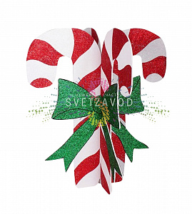 Елочная фигура Карамельная палочка 3D, 89x78см, белый+красный, пластик, Neon-Night