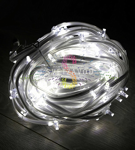 Клип Лайт 12В, фиксинг, белый, 135 LED, 20м, прозрачный ПВХ, с защитными колпачками, IP65