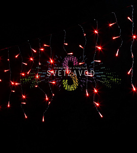 Светодиодная бахрома Айсикл, 3х0,5м, фиксинг, 220В, красная, черный ПВХ, IP54, Rich Led